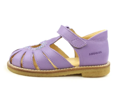 Angulus lilla confetti sandal med hjerte og glitter (smal)